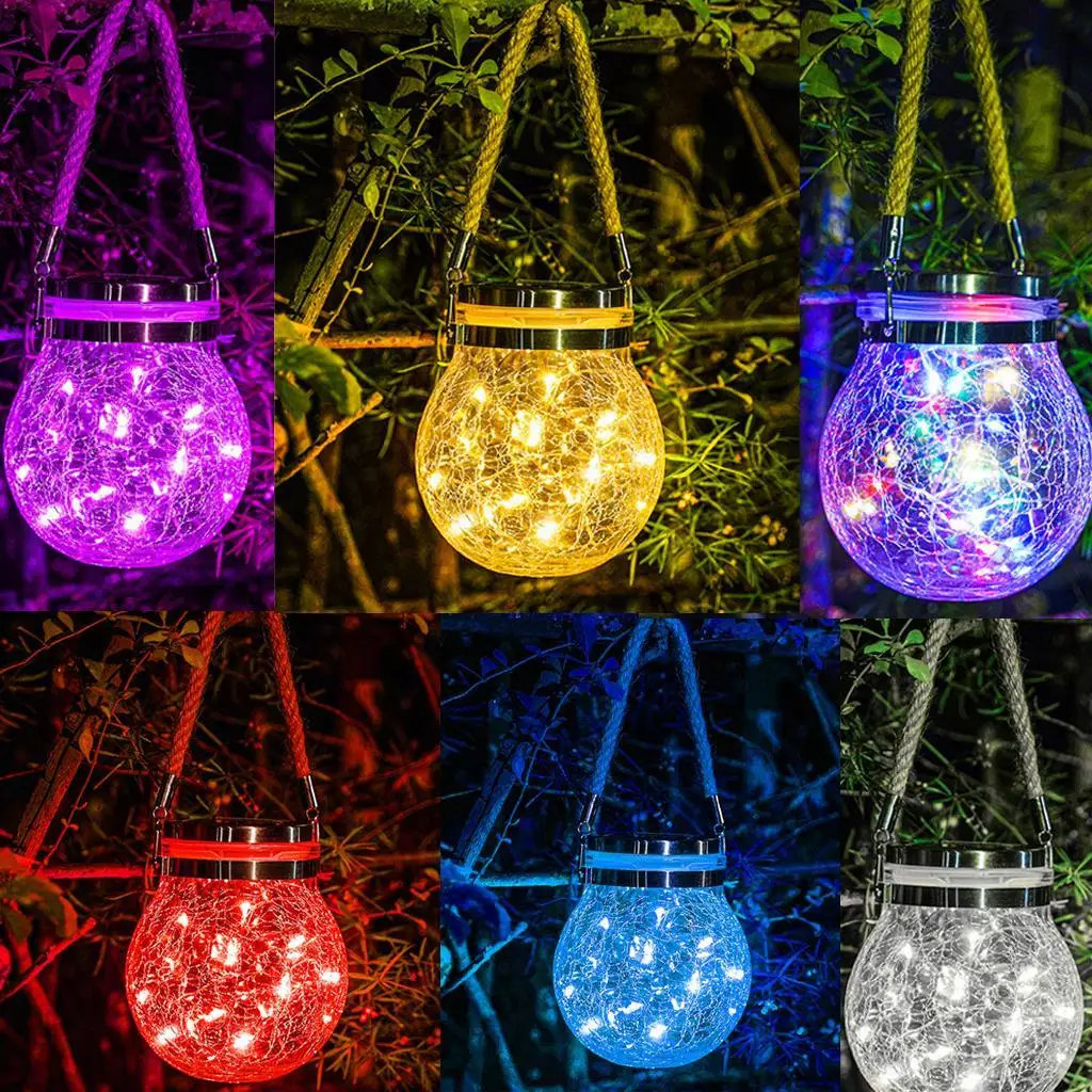 Outdoor Hanging Fairy Lights with Hangers and Jars, Festive Christmas Lighting