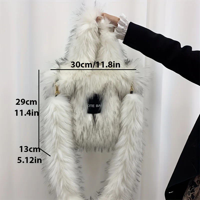 fashion faux fur women handbags designer letters imation raccoon wool shoulder crossbody bags long plush tote bag