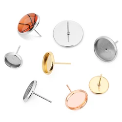 Louleur Stainless Steel Cabochon Base Earring Studs Base 8/10/12/16mm Blank Earring Base Cabochon Cameo For Jewelry Making