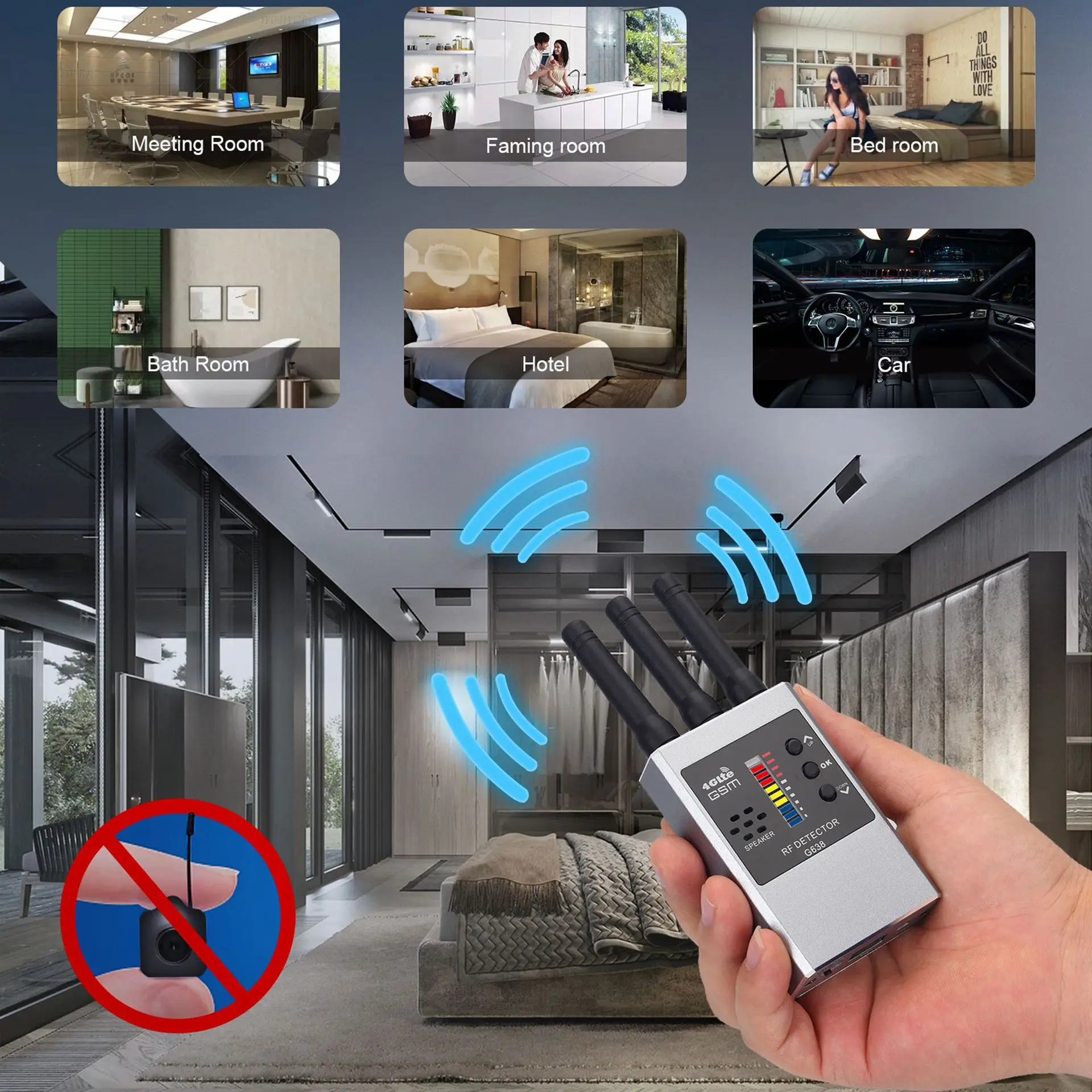 Handig Infrarood Detector Wifi Hotel Anti Fotodetector Schakelaar Geluid Trillingen Alarm Compact En Handig Om Te Dragen