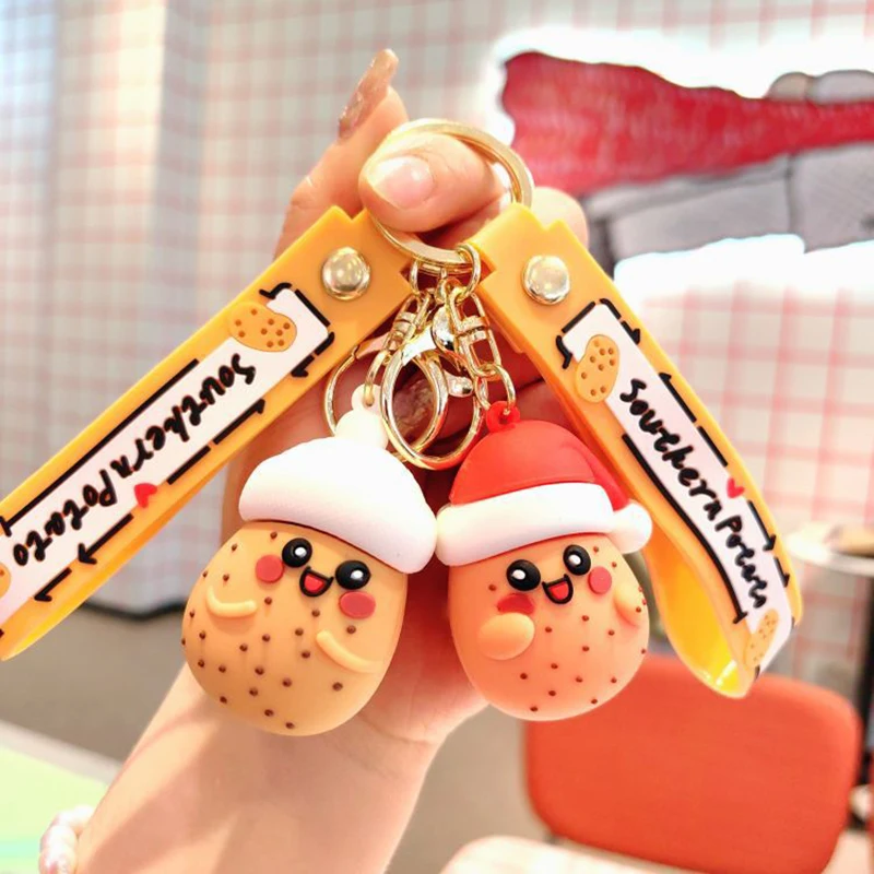 Cartoon Alter Outfits Southern Small Potato Santa Hat Doll Key Chain Cute Cowboy Hat Camera Suitcase Potato Vegetable Keychain