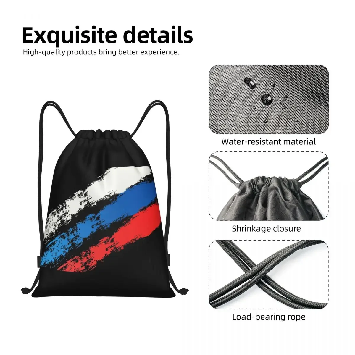 Mochila com cordão para homens e mulheres, Sacos com cordão, leve, ginásio, esportes, sacos de ioga, Russian Pride, personalizado