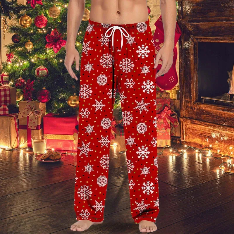 

Hot Sale Casual Sleepwear Pants Christmas Mens Casual Pajama Pants With Pockets Loose Drawstring Multi Color Home Bottom Pants