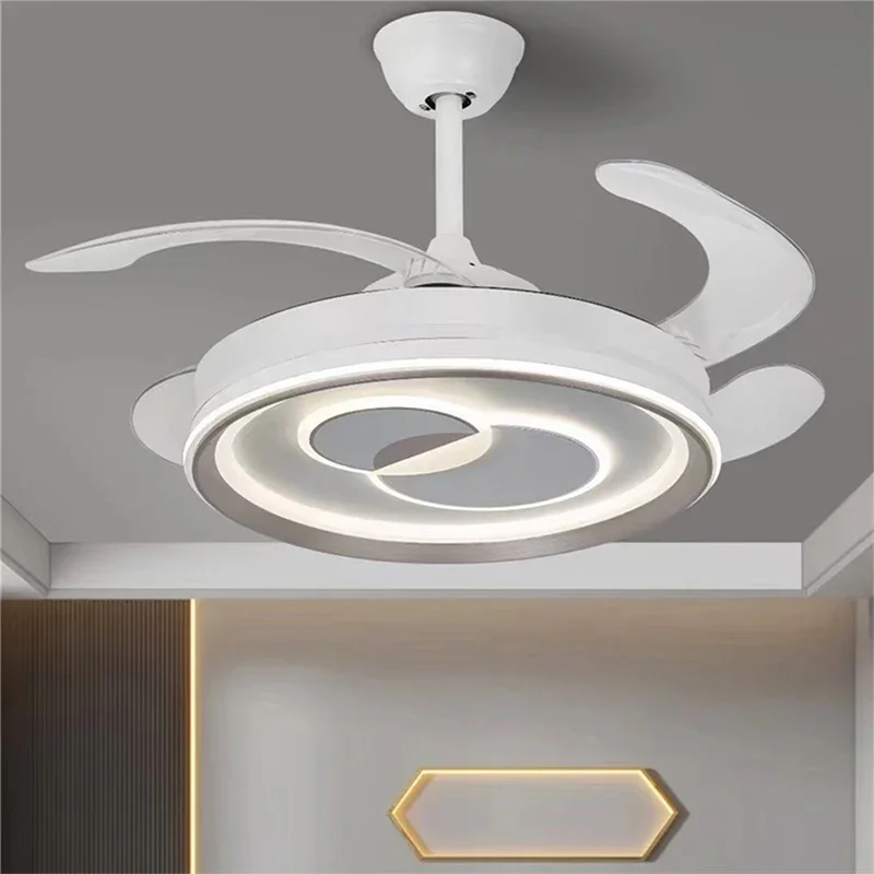 BERTH Modern Stealth Fan Light LED Living room Restaurant Bedroom Children's room Ceiling Fan Light Remote Electric Fan Light