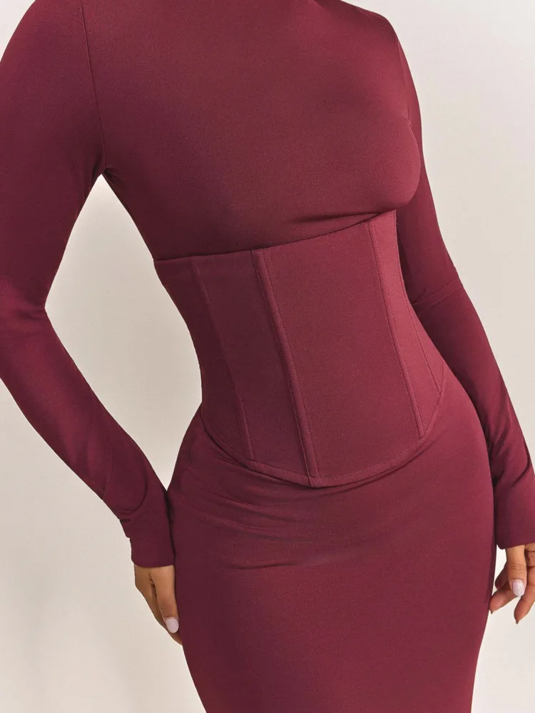 Articat Fashion Long Sleeve High Elastic Tight Round Neck Dress Women Bodycon Bandage Dress Winter Party Club Evening Dress 2026