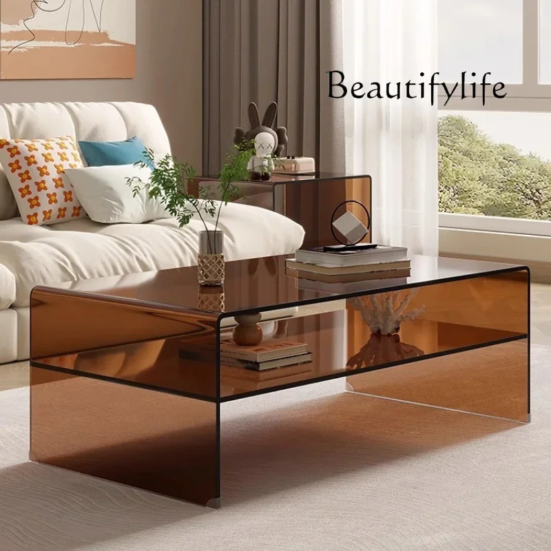 طاولة قهوة أكريليك غرفة معيشة بسيطة طاولة شاي مستطيلة مخصصة طاولة قهوة مكتب صغير حديث بسيط #3