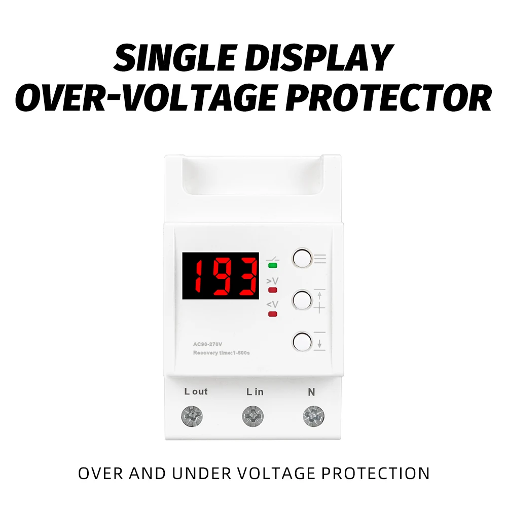 

Adjustable over under voltage proteciotn device automatic reconnect protector with voltage display Din rail 63A