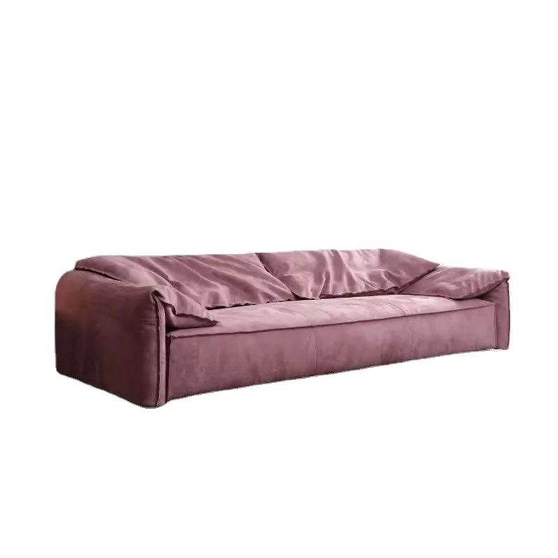 

Italian minimalist elephant ear sofa small apartment matte cloth down cat claw technology cloth straight row sofa