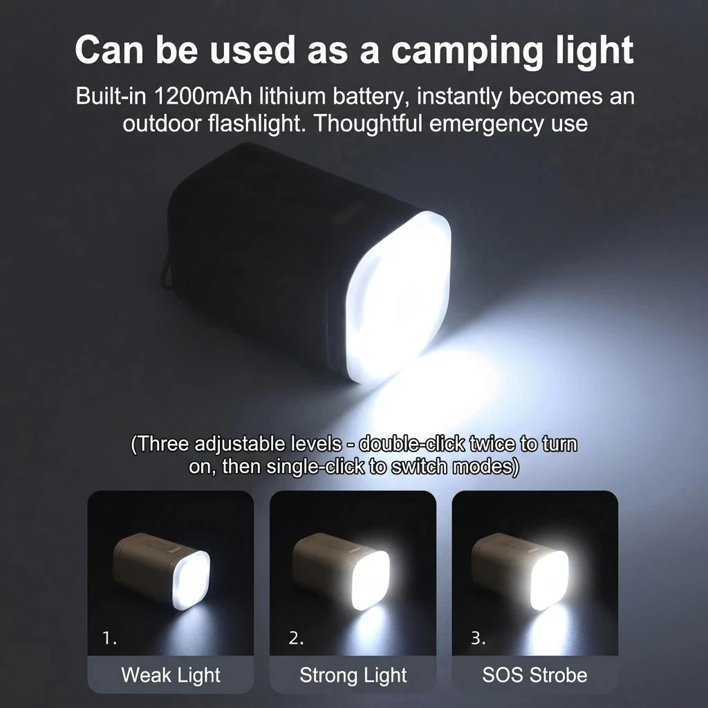 Pompe électrique gonflable de camping 3-en-1 avec lumières, compresseur d'air sans fil pour gonfler et dégonfler l'équipement de camping et de randonnée