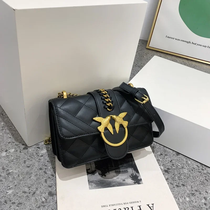 

2025 Trendy! Korean - Style Fashion Square Bag, Chain Crossbody, Embroidered Design, All - Match Shoulder Bag, Premium Leather