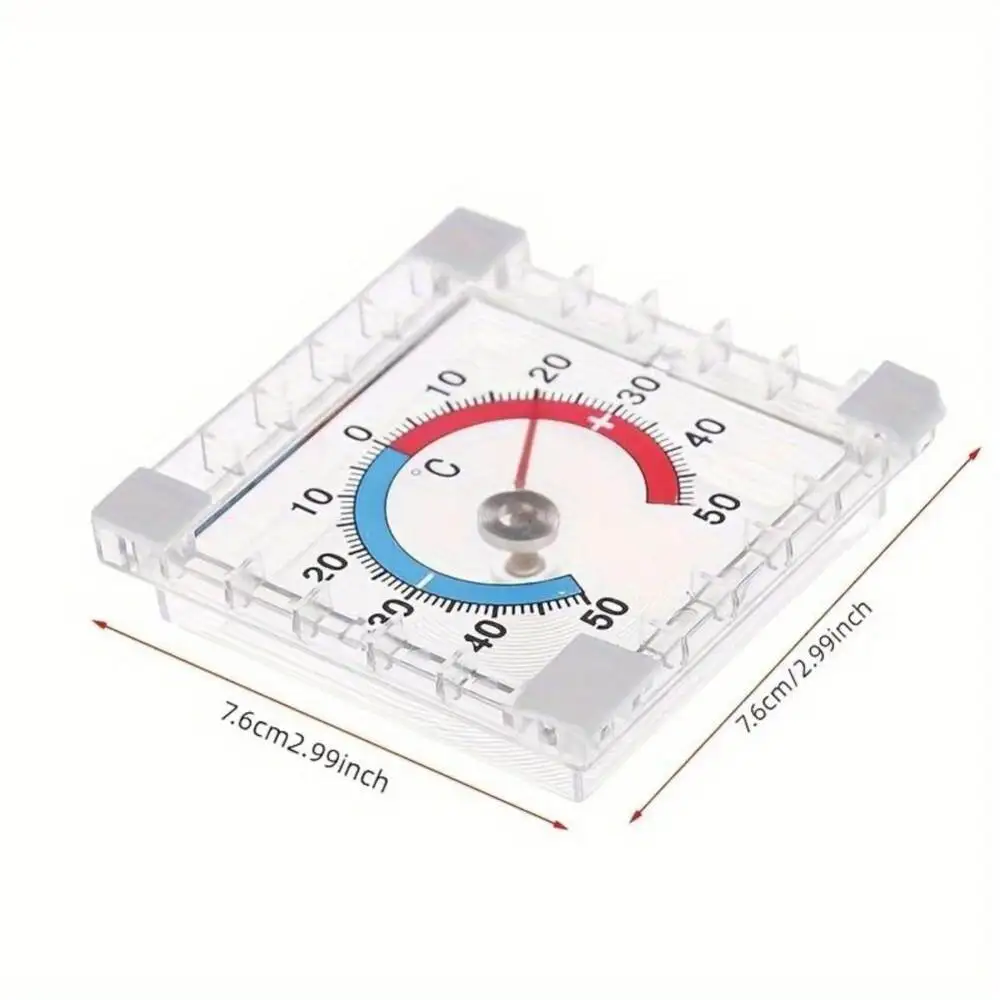 Portable Analog Pointer Square Window Door Weather Gauge For Outdoor Garden Patio Temperature Monitoring