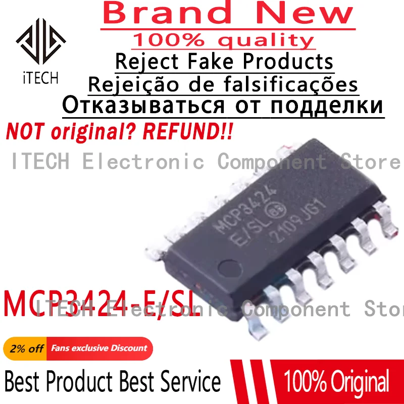 5pcs/lot Original MCP3424-E/SL MCP3424 Integrated Circuits Operational Amplifier Single Chip Microcomputer SOIC-14 100% New