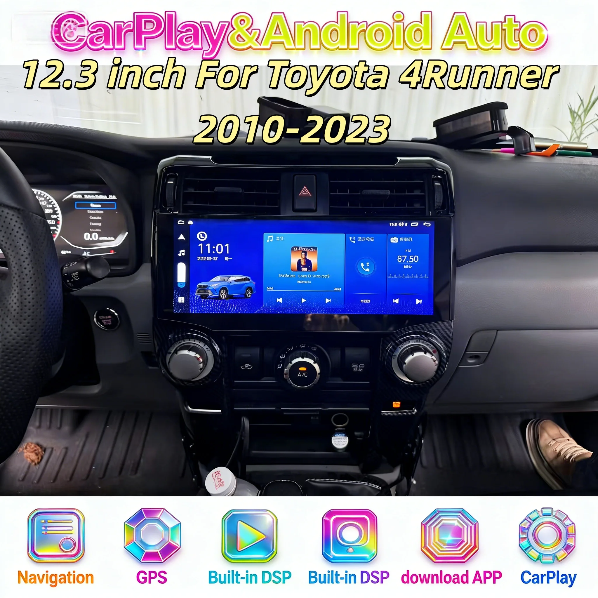 Multimedia Bluetooth Android Stereo Player For Toyota 4 Runner 2010-2023 Radio Carplay Auto Navigation Bluetooth Head unit12.3