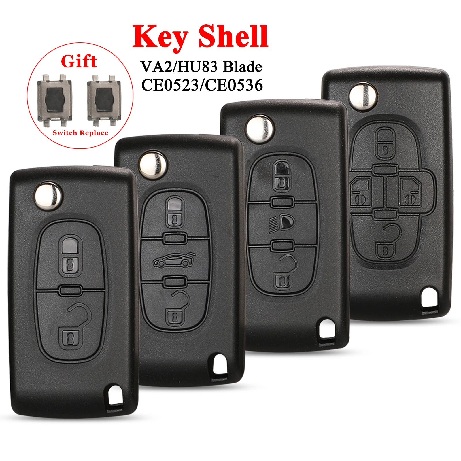Jingyuqin 2/3-Tasten-Fernbedienungsgehäuse für Peugeot 207 307 308 407 607 807 und Citroen C2 C3 C4 C5 C6 Klappbarer Autoschlüssel
