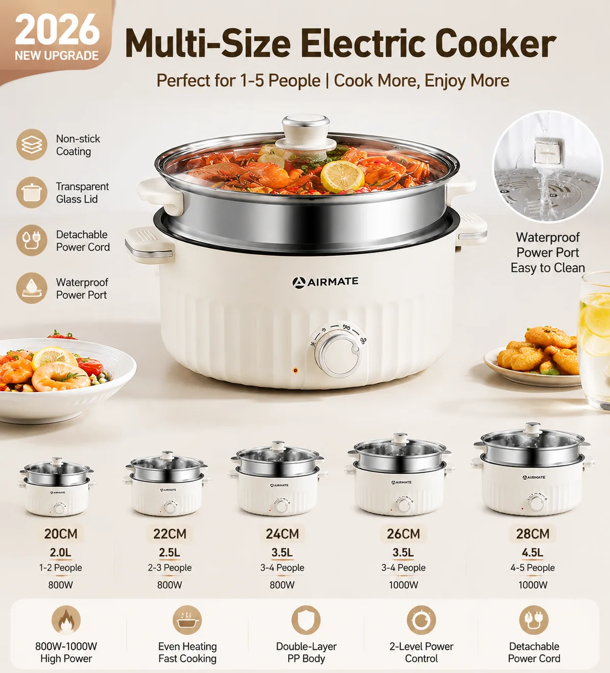 Home Cooking Electric - 2026 New Upgrade Airmate Electric Cooker