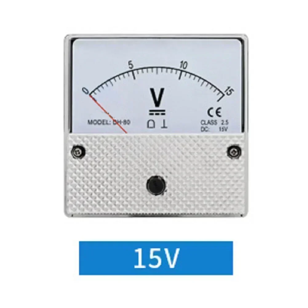 DH-80 Analog Pointer Voltmeter DC 15V Panel Meter High Accuracy Scale Analog DC Voltmeter For Industrial Electrical Systems