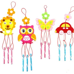 4 Stks/set Kinderen Diy Windgong Handgemaakte Ambachtelijke Speelgoedkits Wind Bell Arts Cartoon Ophangingen Stickers Kids Windbell Speelgoed Voor Meisjes