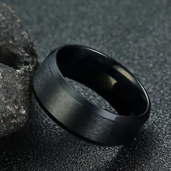 1pc Men's Fashionable Stainless Steel Black Trendy Ring