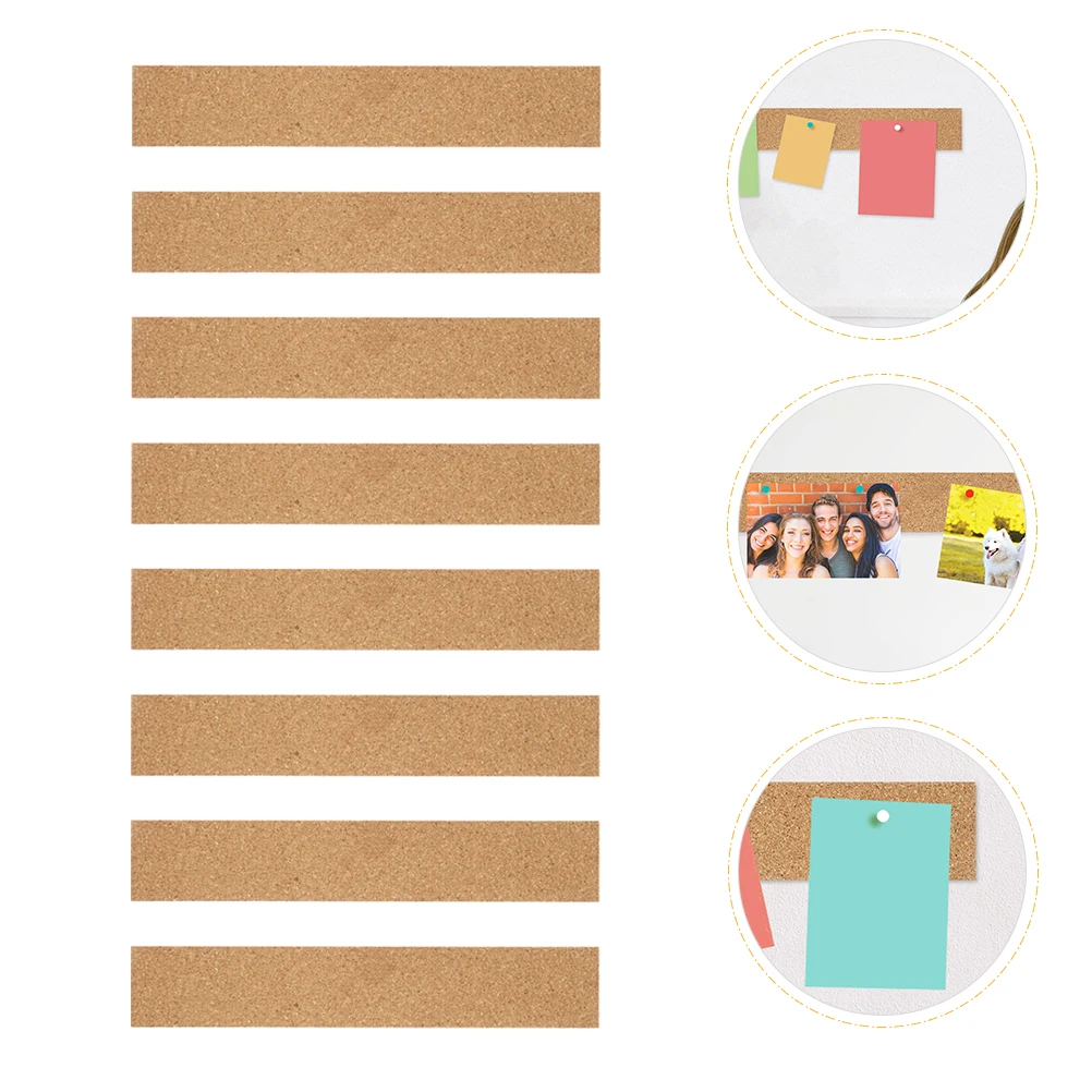 

8Pcs Cork Bulletin Strips Thick Push Pin Multi Purpose Home Office Meeting Room Cork Board Strips