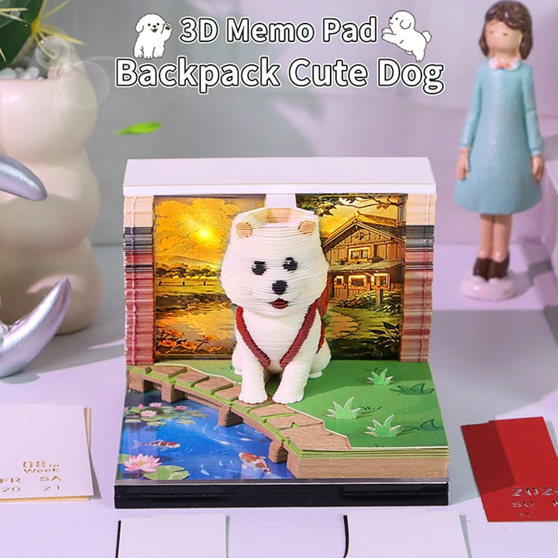 

Time Piece Calendar 2026 Desk Calendar With LED Light 3D Tear-away Calendar Paper Carving Art Memo Pad Notepad Gift Christmas