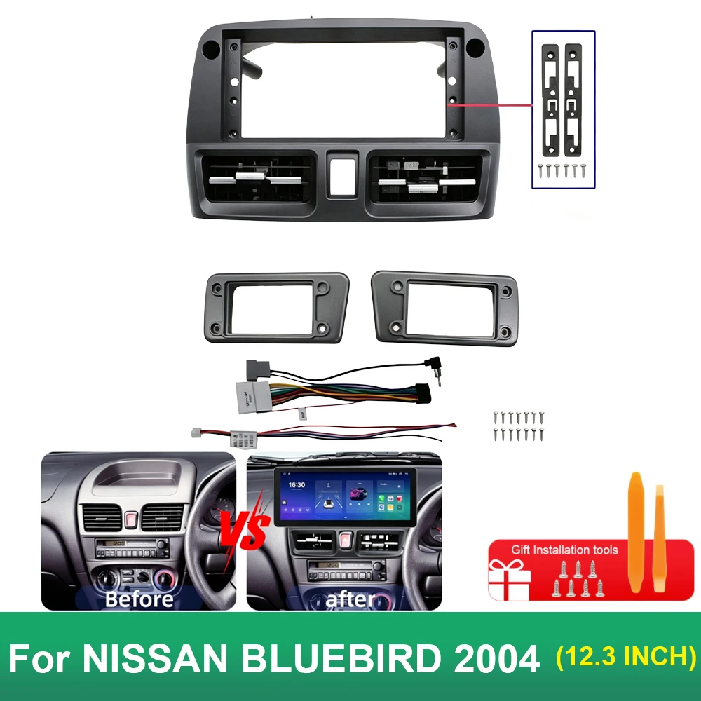 12.3 Inch Radio Fascia Fram Car Android Stereo Dashboard Panel Trim Kit For NISSAN BLUEBIRD 2004