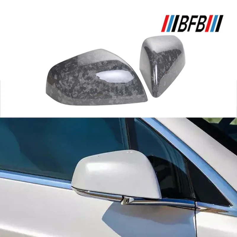 

For Tesla model X Real Dry Carbon Fiber marble rearview mirror cover rearview with reverse edge 16-2025 Body Kit Accessories