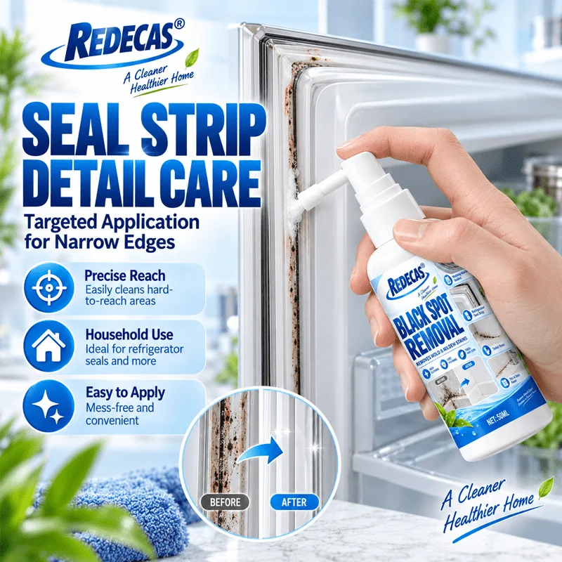 Upgraded Nozzle Black Stain Remover Spray for Washer Gaskets, Fridge Seals, Toilet Base, Bathroom Tile & Grout. No Disassembly.