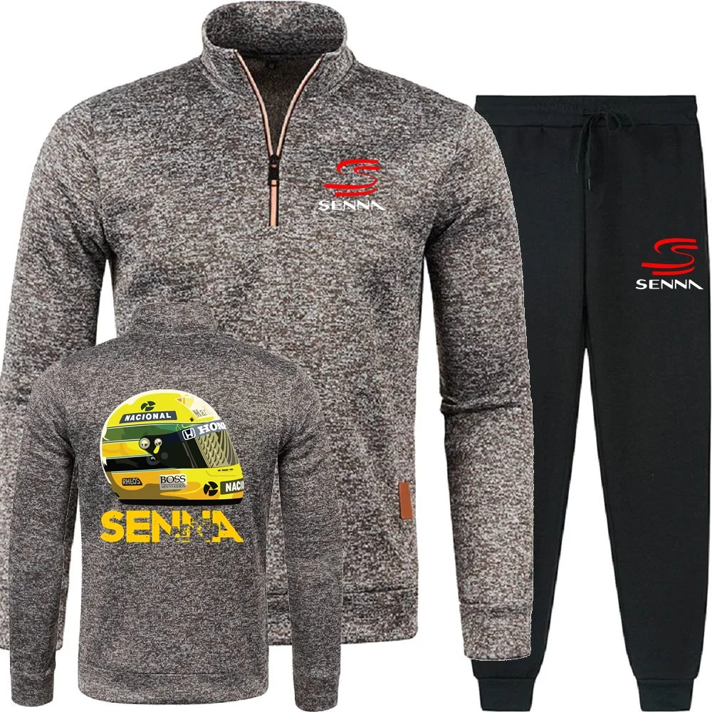 Picture 7: Mens Pullover Sportswear Ayrton Senna Drive Men 2Pcs Sets Hoodies Pants Sweatshirts Half Zipper Soft Fleece Turtleneck Sweater