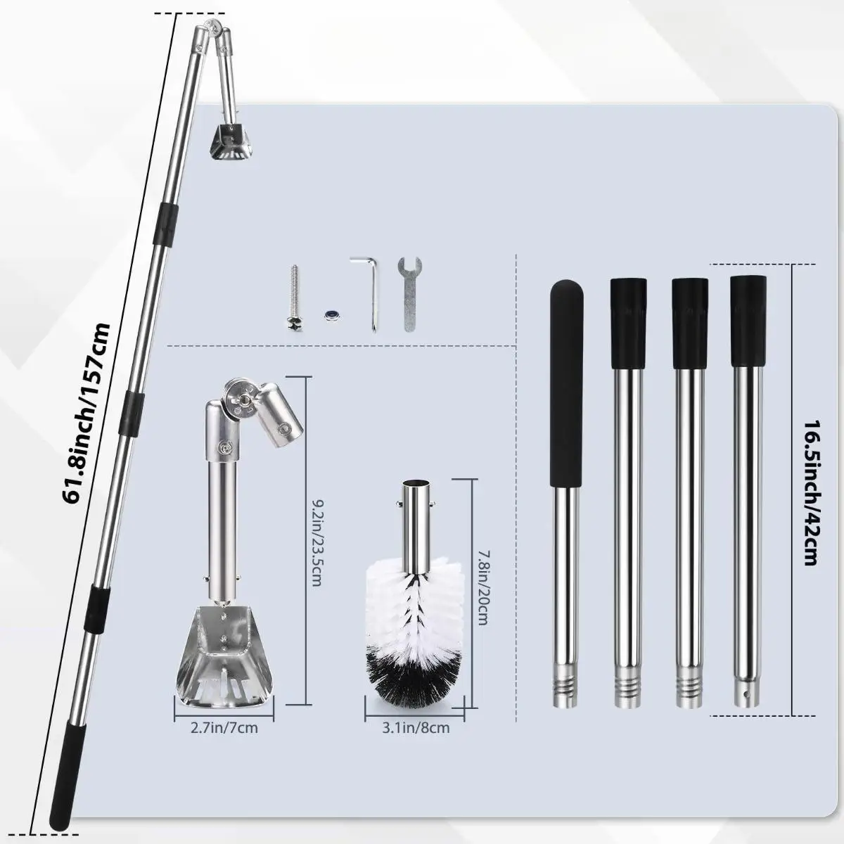 Gutter Cleaning Tools with Pole, Brush, Spoon Home Gutter Cleaner Adjustable Angle for Living Room Kitchen Bedroom Household