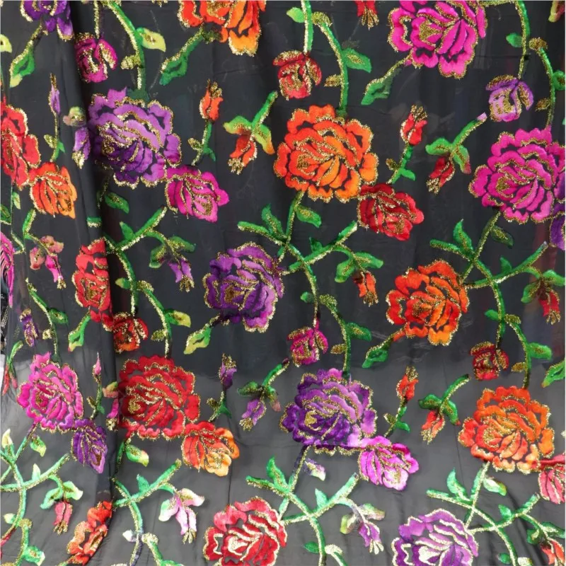 실크 자카드 벨벳 밝은 직조 조젯 원단 드레스 치파오