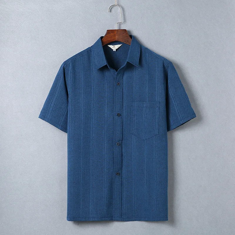 Chemise à manches courtes trempée personnalisée, bouton décontracté, demi-manche, revers vintage