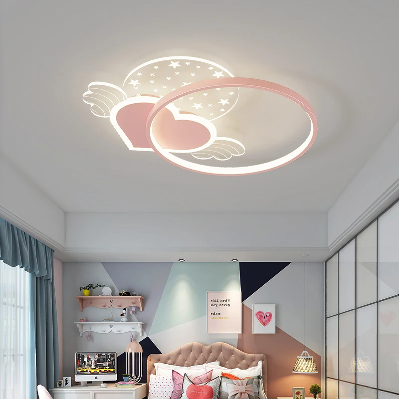 Pink Room Decor Cute Ceiling Chandelier For Kids Room Girls Baby Bedroom Heart Shape Ceiling Lights Princess Chandelier Lighting