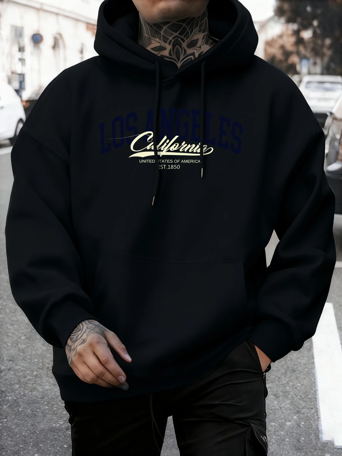 Los Angeles California Stampa Felpe casual autunnali da uomo Nozioni di base della moda Felpa con cappuccio Comodo pile Streetwear Street Office Tops