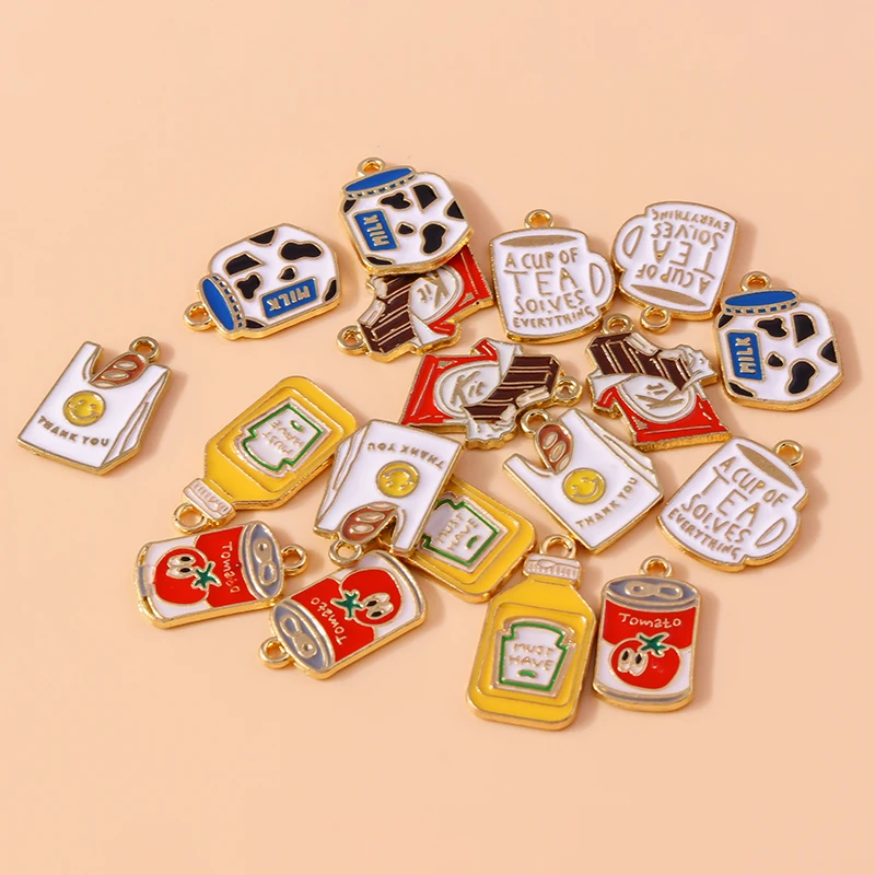10 Uds mezcla de dijes de comida esmalte pan mermelada té de la leche dijes de Chocolate colgantes para pendientes pulsera collar joyería DIY
