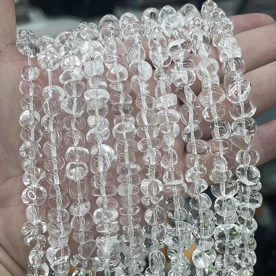 

Высокое качество натуральный белый кристалл сахарная фасоль в форме нерегулярной свободный для изготовления ювелирных изделий DIY ожерелье браслет 15 ''7-10 мм