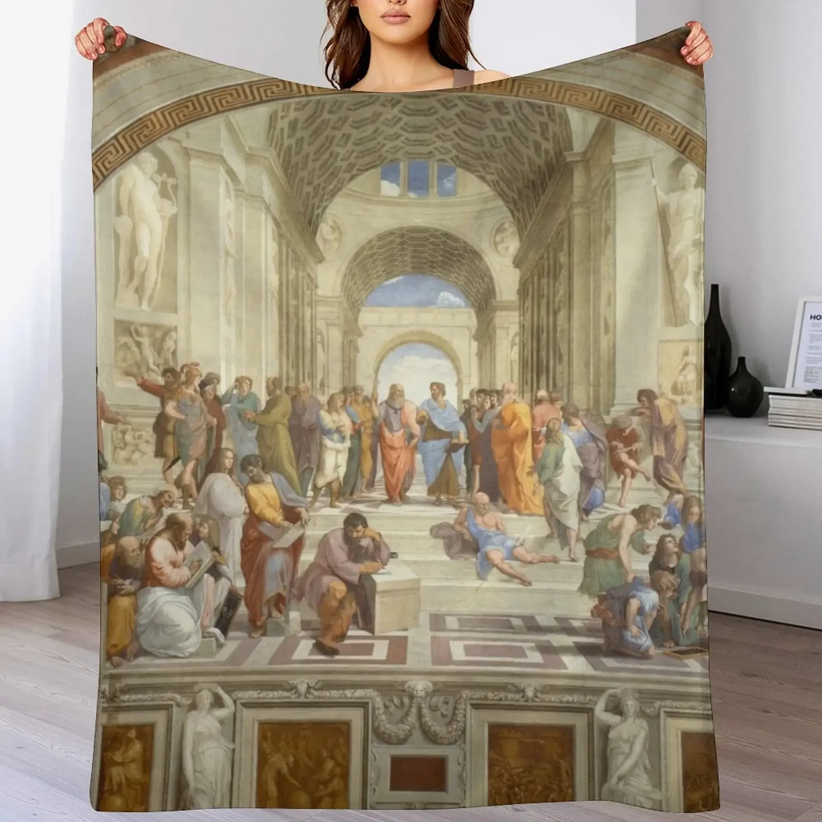 The School of Athens by Raffaello di Sanzio Throw Blanket Compact Warm Blanket for Car Road Trip