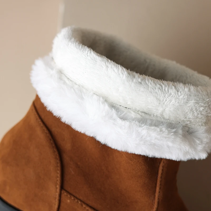 

Girseaby модные женские зимние ботильоны с круглым носком на толстом каблуке и платформе, плюшевые слипоны, размер 41, 42, 43, Bota для отдыха