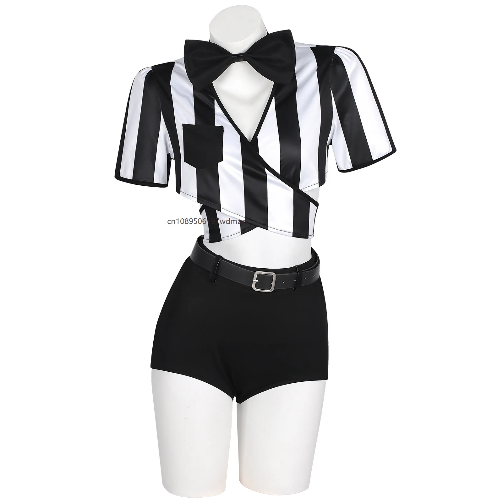 Sports Style Sexy Football Referee Uniform Striped Costume Women Referee Cheerleader Stage Performance Costume Hoilday Party Set - view 5