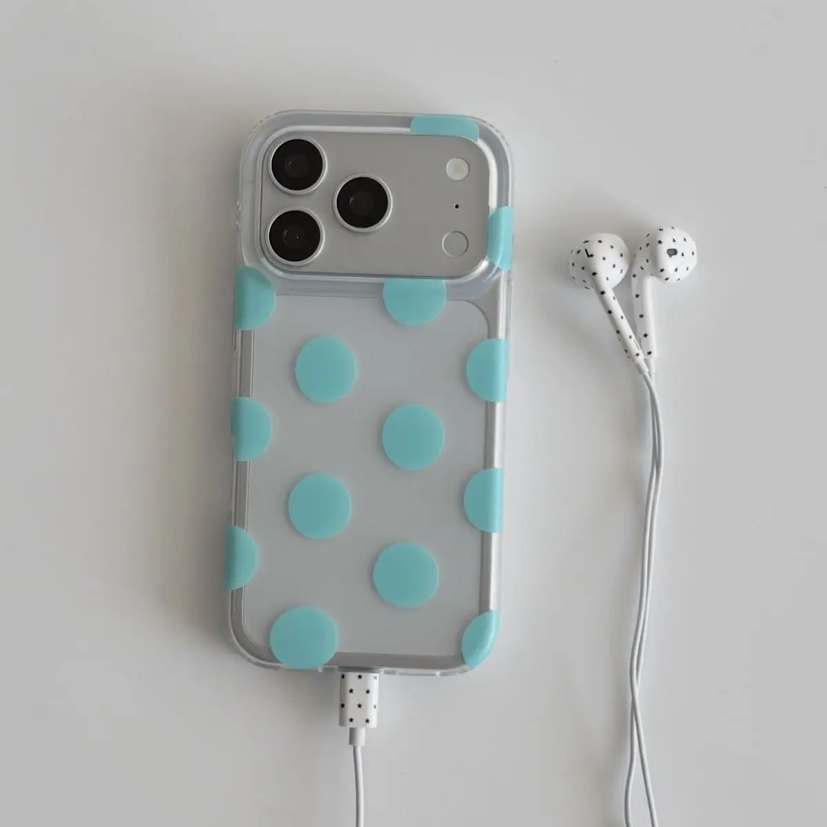Coque de téléphone mate à pois bleu menthe Y2K pour iPhone Ultra 18 11 12 13 14 15 16 17 Air AIR Pro Max Plus, coque souple avec pare-chocs