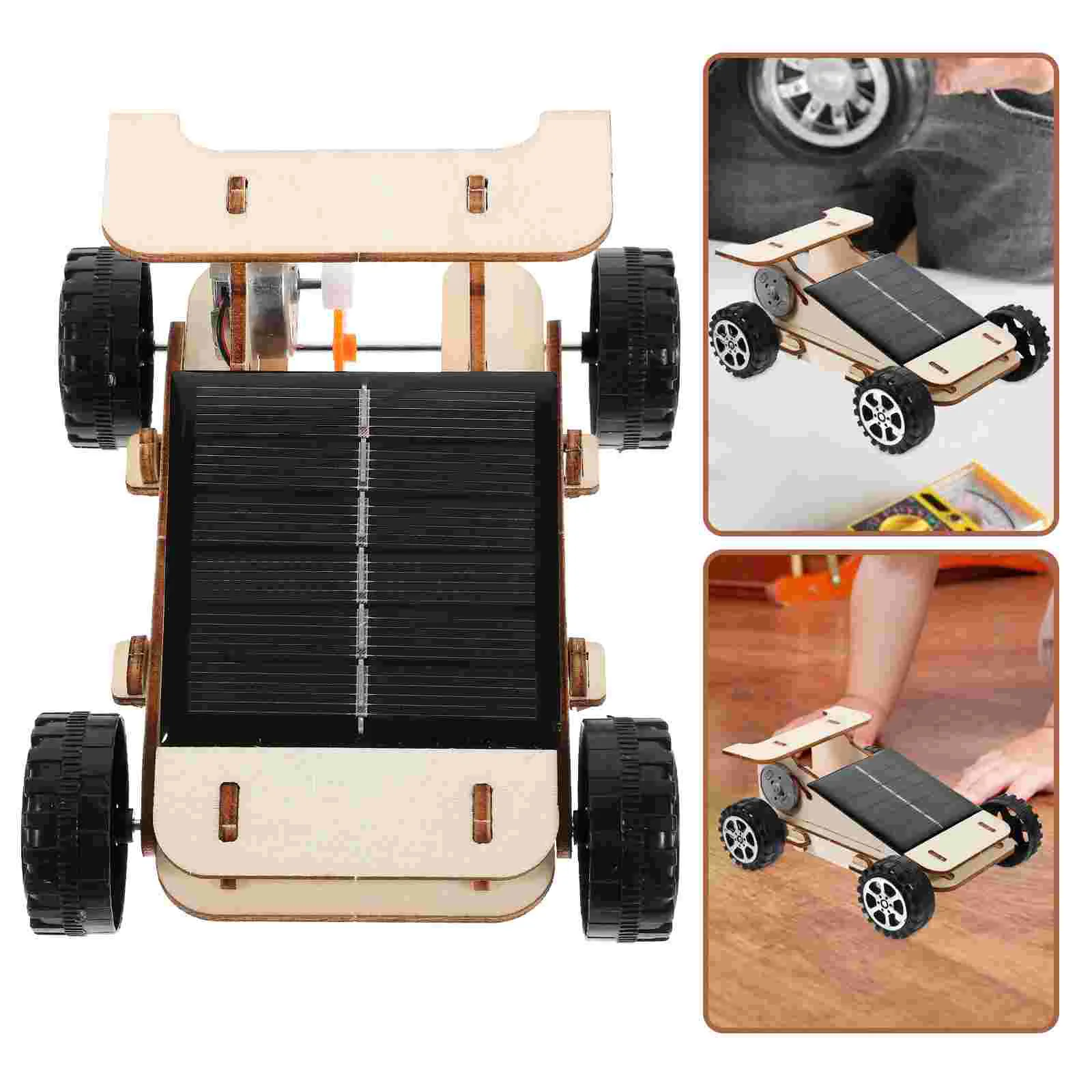 Carro solar portátil brinquedo auxiliar de ensino motor modelo movido a energia solar kit de fabricação de veículos de madeira equipamento experimental