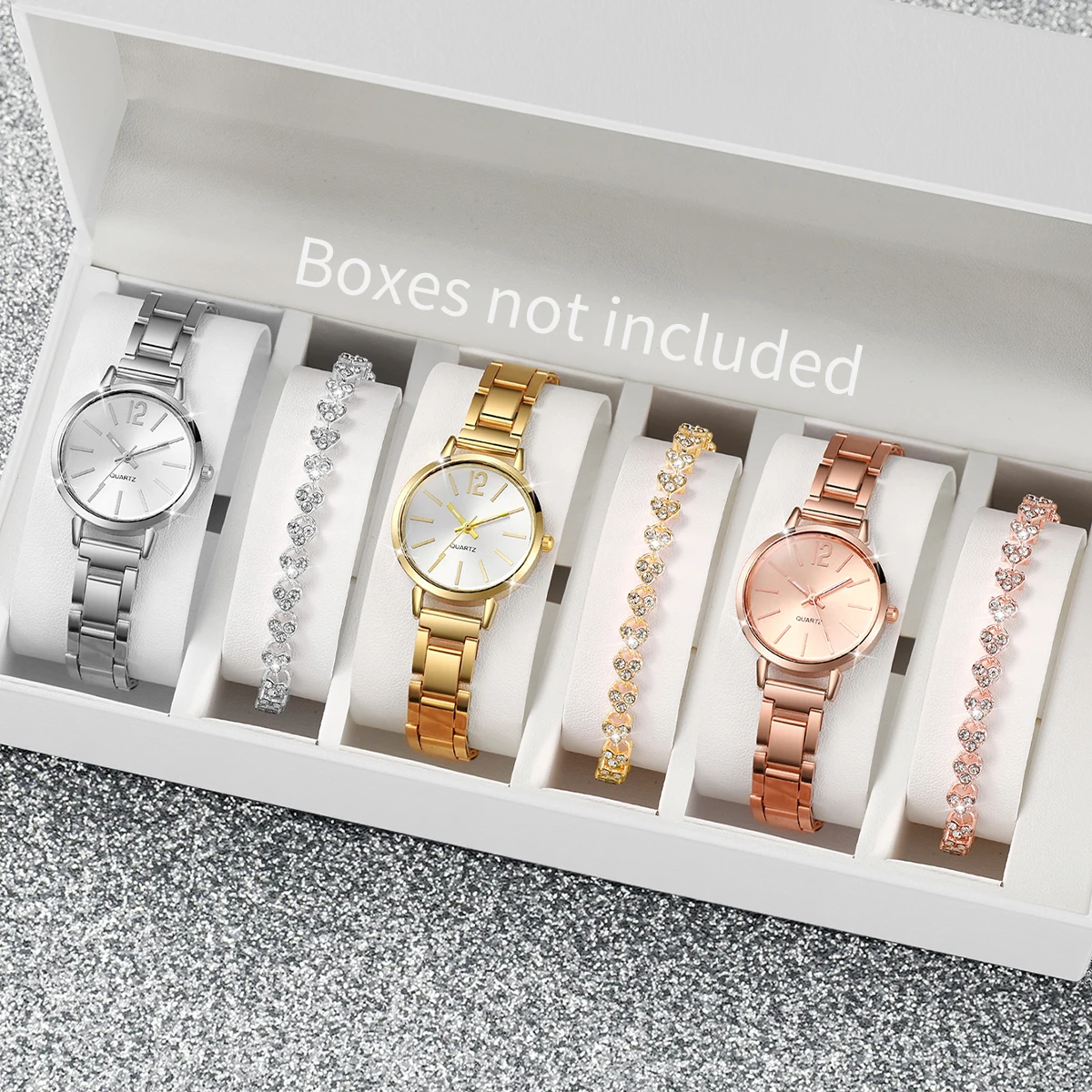 4/6PCS Fashion Women Watches Rhinestone Bracelets Set Luxury Alloy Band Quartz Watch for Women Clock Reloj Mujer (Without Box