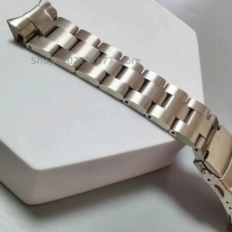 22mm SKX007 Solid 316L Stainless Steel Curved End Silver Oyster Watch Straps Band Bracelet Fit for SKX007 SKX009 Watch