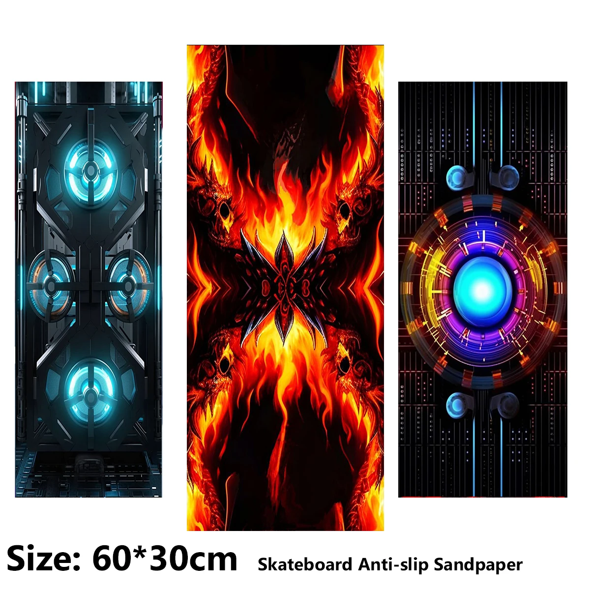 

Personalized Custom Mecha Wind Tape Pattern Electric Scooter Anti-slip Sticker Sandpaper Skateboard Grip Tape Sheet 60*30cm