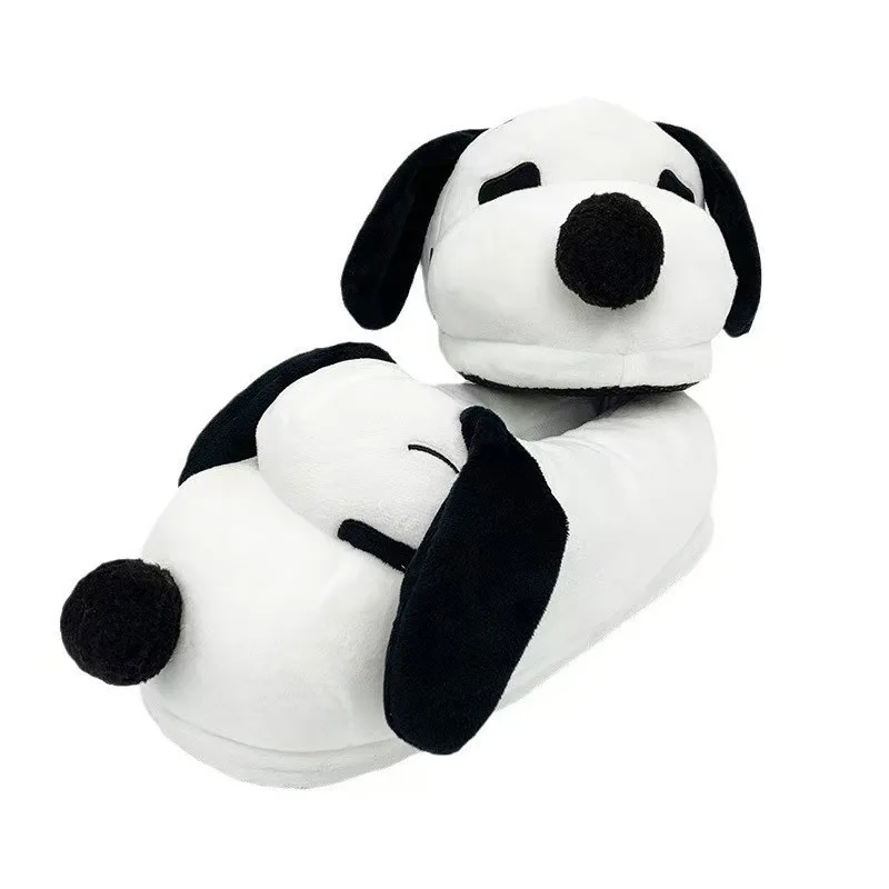 Christmas Kawaii Snoopy Plush Closed Toe Slippers Winter Indoor Outdoor Couple Thick Sole Non Slip Warm Fuzzy Cotton Shoes