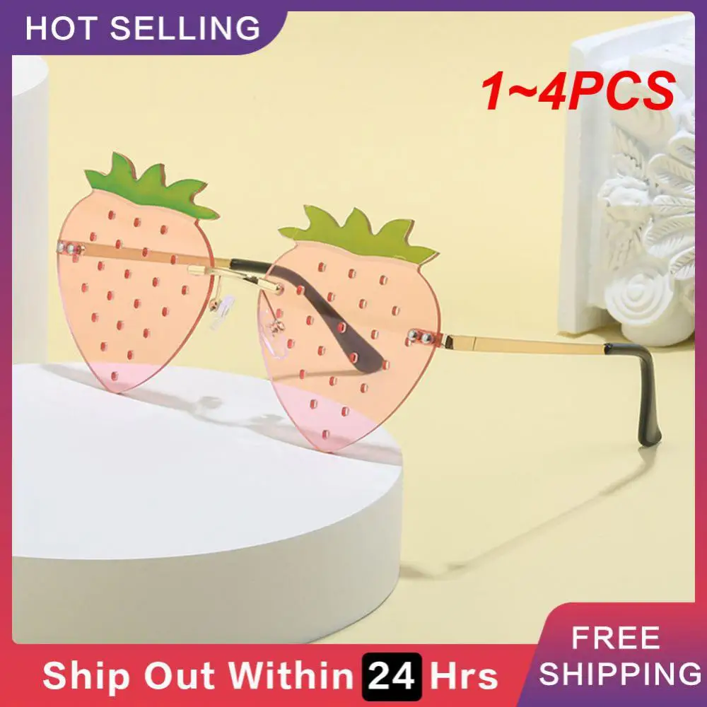 نظارات شمسية فراولة بدون إطار ، متينة ، مضحكة ، واضحة ومشرقة ، حفلات ، 1-4 عرض
