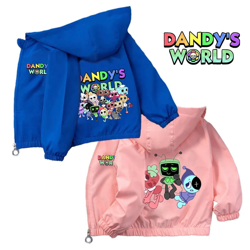 Dandys World Jacket Spring Autumn Kids Coats Boys Girls Baby Windbreaker Watertight Hooded Cartoon Anime Jacket Birthday Gift