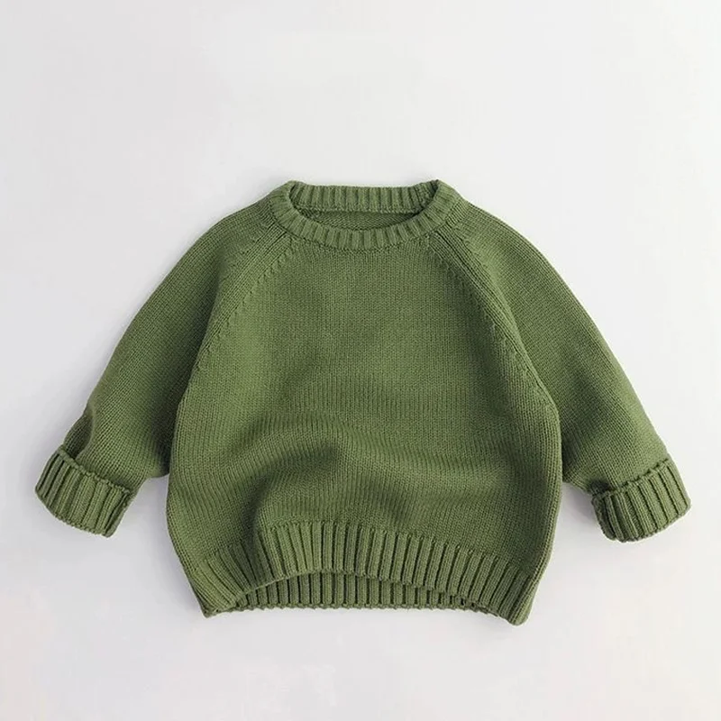 Herbst-Winter-Mode: Warme Pullover für Jungen und Mädchen, einfarbig, gestrickt, mit Rundhalsausschnitt, Oberteile für Kinder im Alter von 2 bis 8 Jahren, Unterhemd. – Detail 2