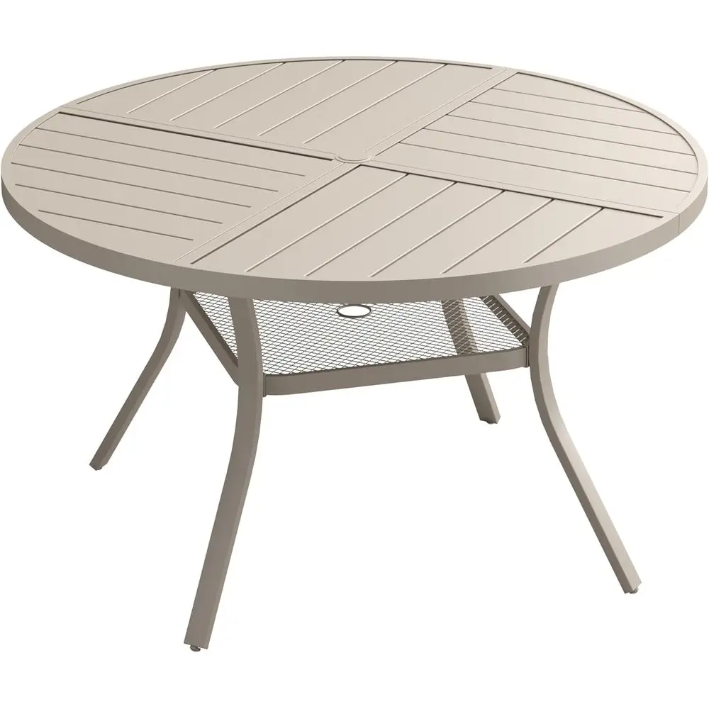 

Обеденный стол для патио Sandshell на 4-6 персон с металлическим каркасом, отверстием для зонта и полкой для хранения