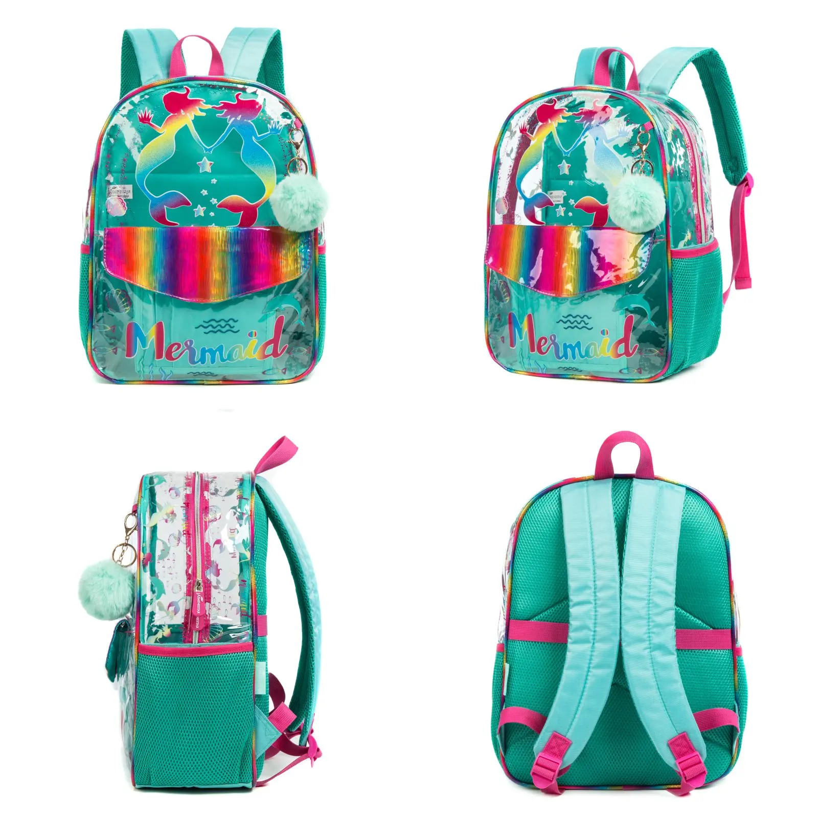 Mochila escolar de 3 piezas para niñas, morral escolar de unicornio, Kawaii