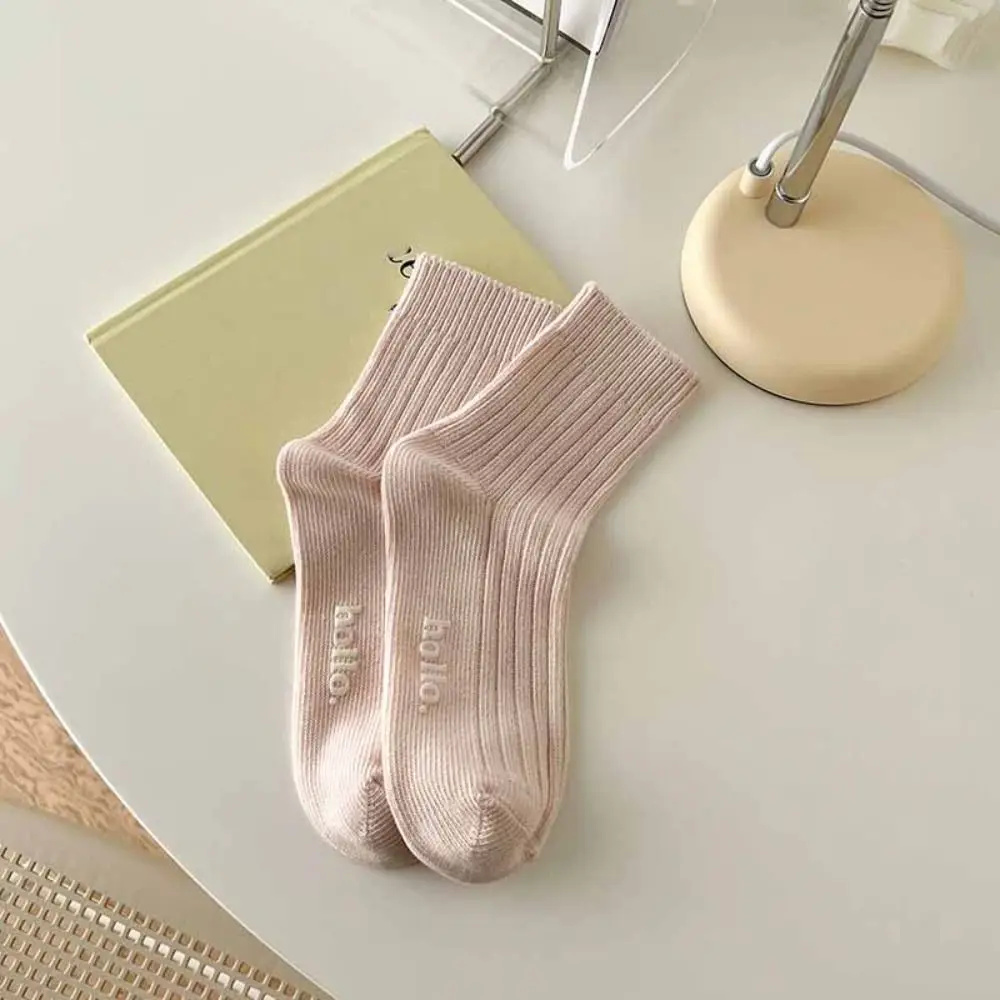10Pairs Cute Candy Color Mid-calf Socks Breathable Simple Mid Tube Socks Female Hosiery Sweet Socks Women Lady